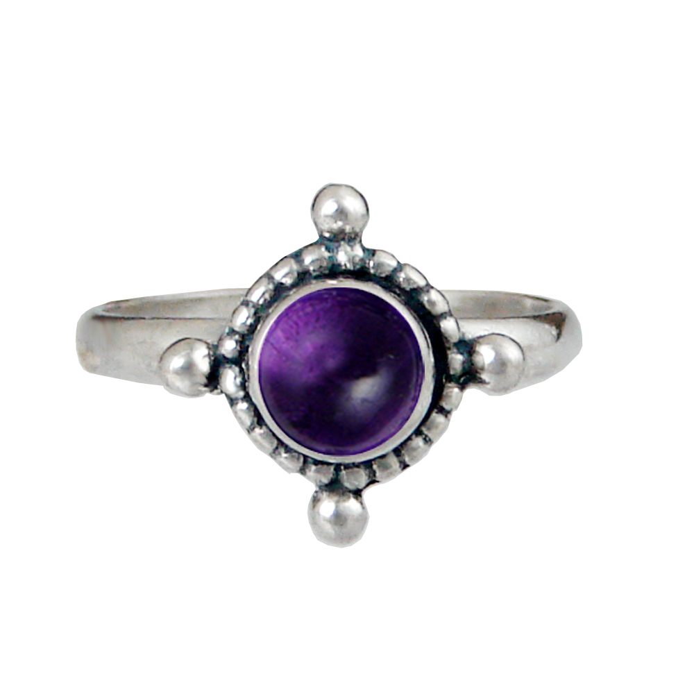 Sterling Silver Dainty Gemstone Ring With Amethyst Size 9